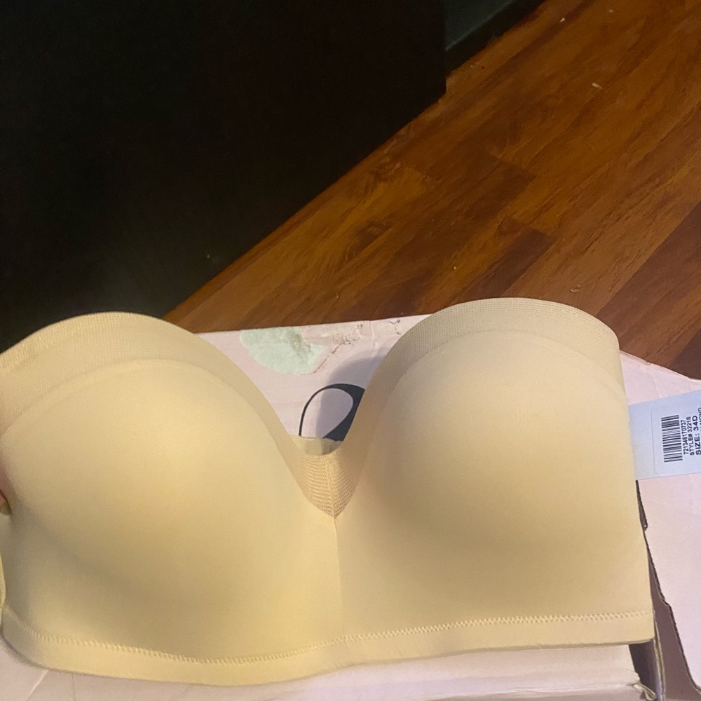 Tan Lively balconette bras with mesh. Adjustable straps. Never worn
